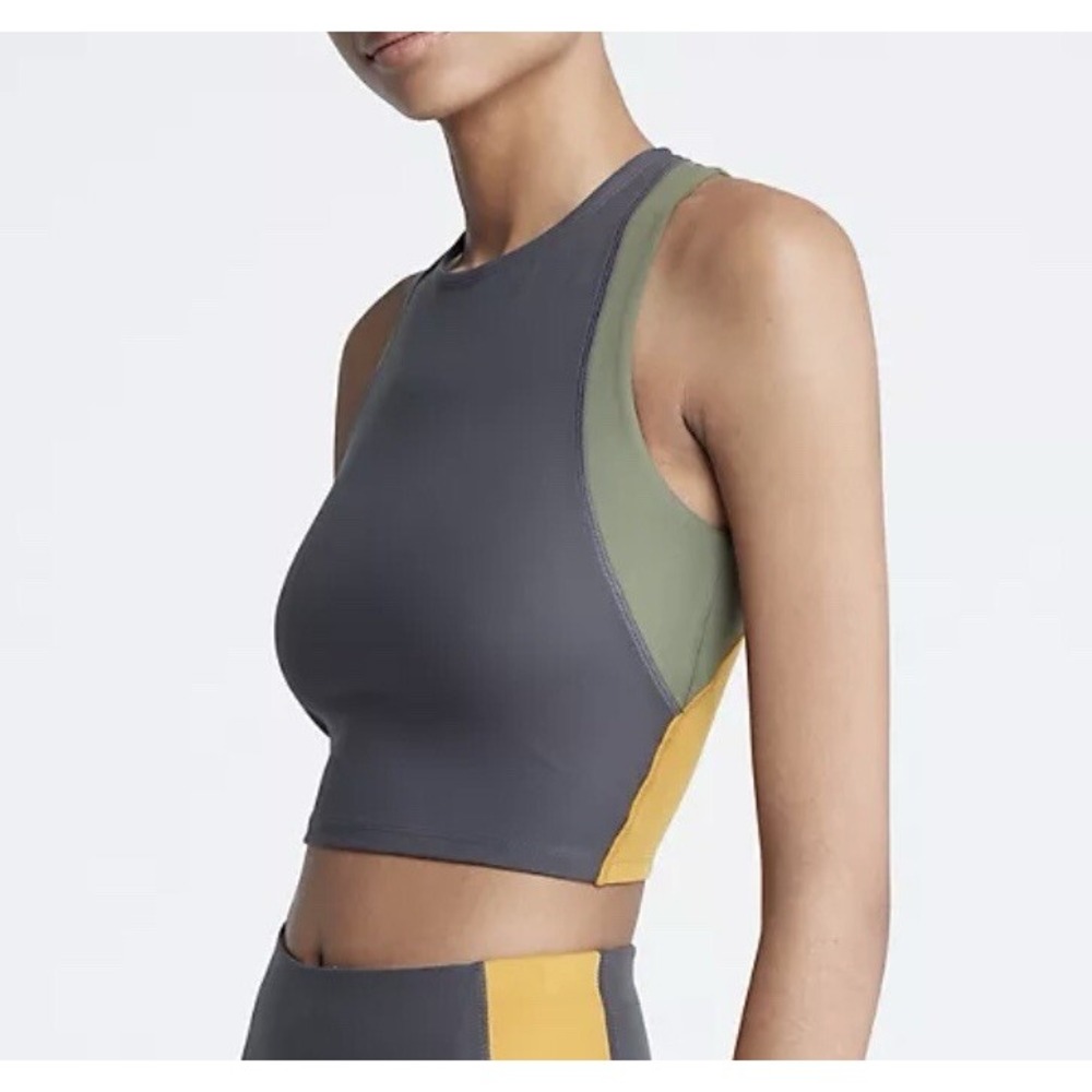 New Calvin Klein  Performance Embrace Colorblock Cropped Tank Top Sz Large